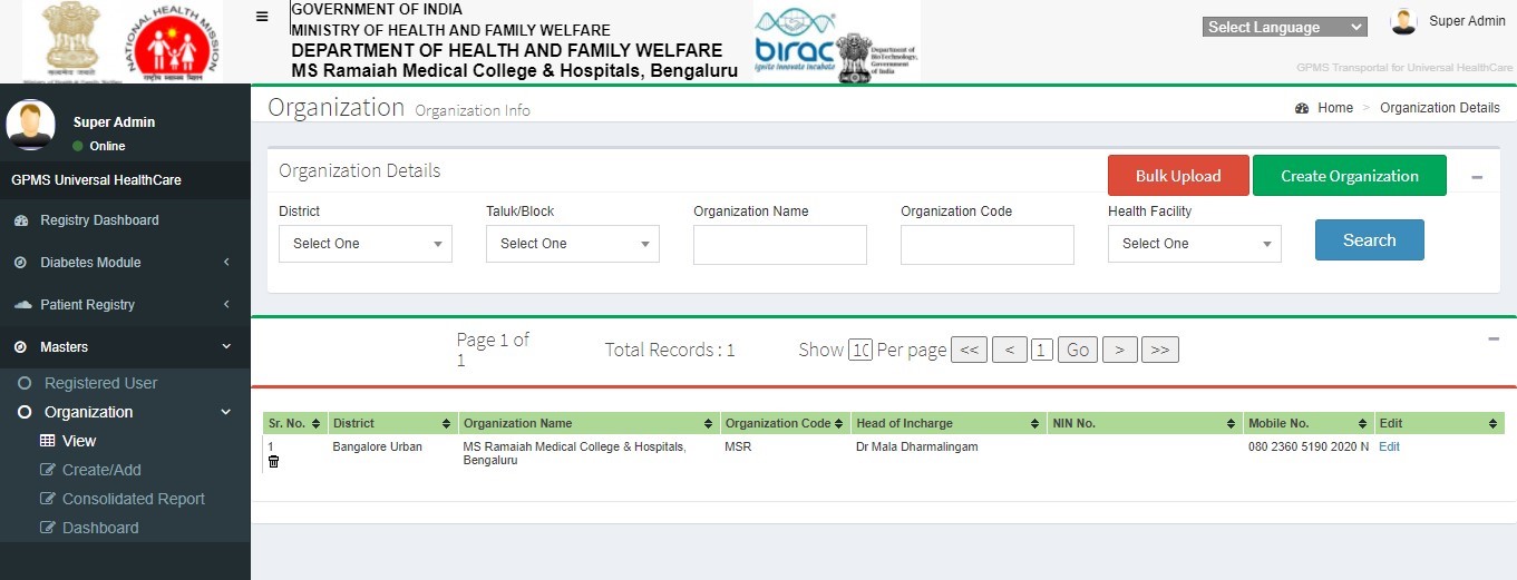 View Organizations